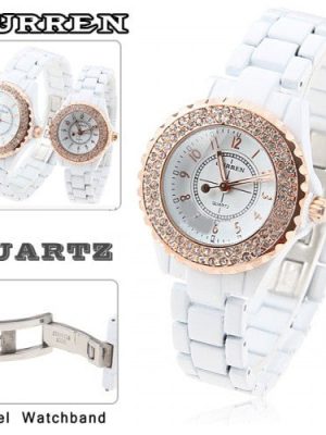 Jollynova Women's White Stainless Steel Waterproof Watch with Rhinestone Accents (White 3.2cm Dial) - CUR054