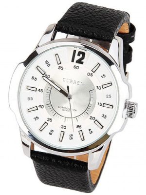 Jollynova Men's Watch with Leather Band (White 4.8cm Dial) - CUR014