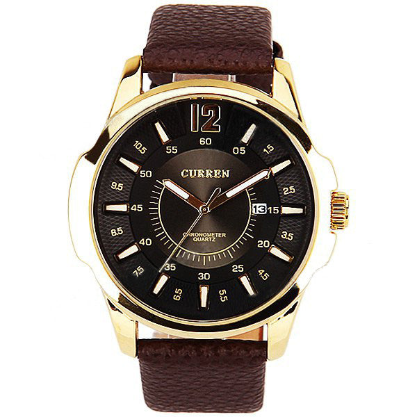 Jollynova Men's Watch with Leather Band (Black 4,8cm Dial) CUR021