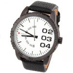 Jollynova Men's Watch with Black Leather Band (White 5cm Dial) - CUR037