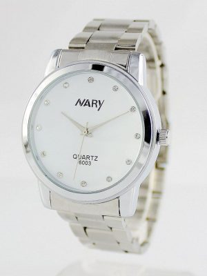 Nary Women's White Dial Stainless Steel Dress Watch-A6003W